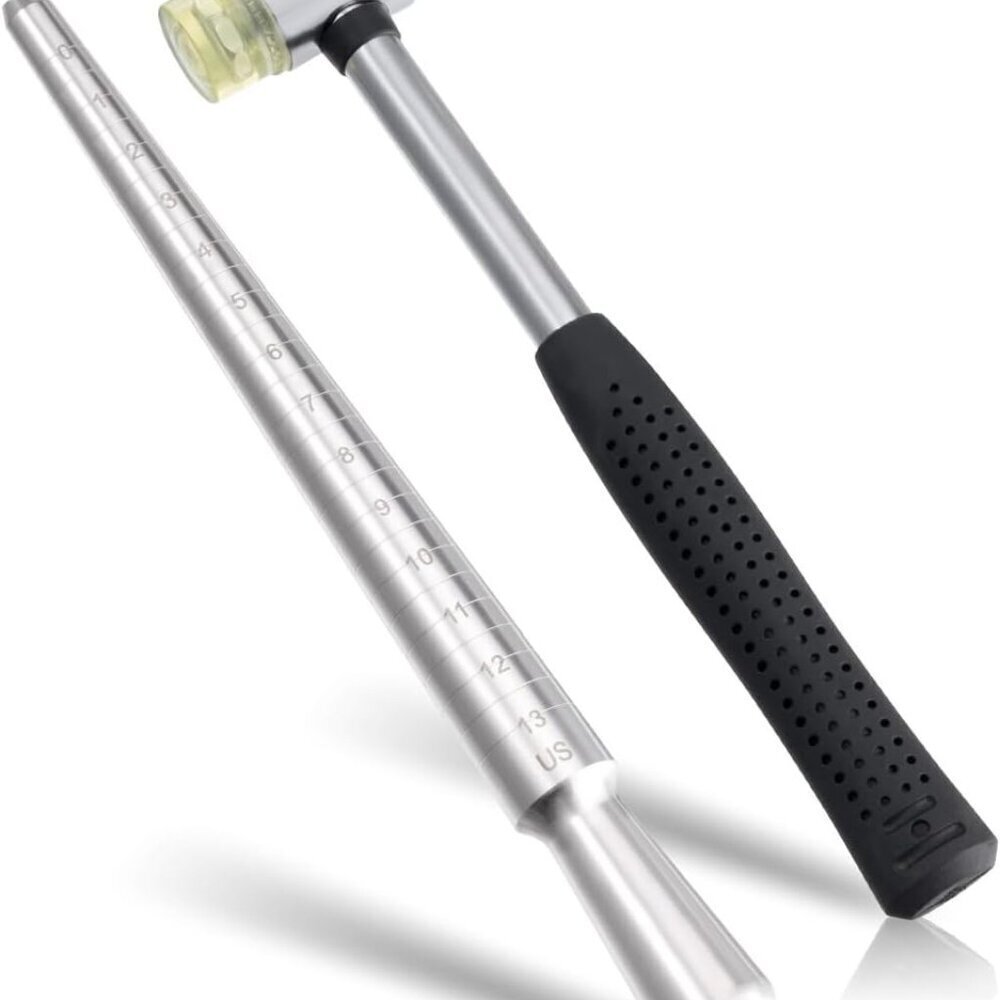 Solid Ring Mandrel Sizer & Rubber Mallet Jewelry Tool Set